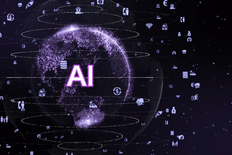 Globe with AI and technology icons